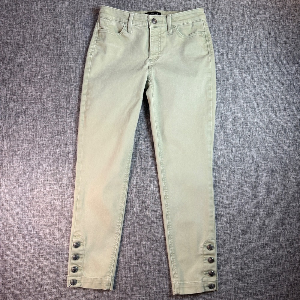 Womens Pants | Talbots | Size 2 | Sage Green Button Hem Flawless Five-Pocket